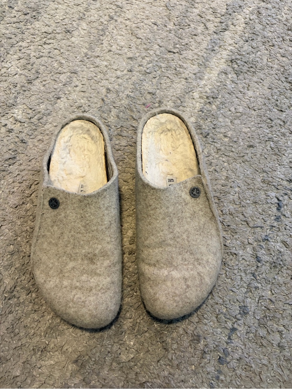 Birkenstock Zermatt Shearling Wool Felt Clogs Gray Slippers EU 41 Women 10 Men 8